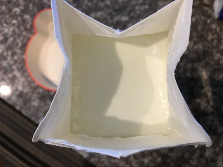牛乳パックで作ったヨーグルトの写真